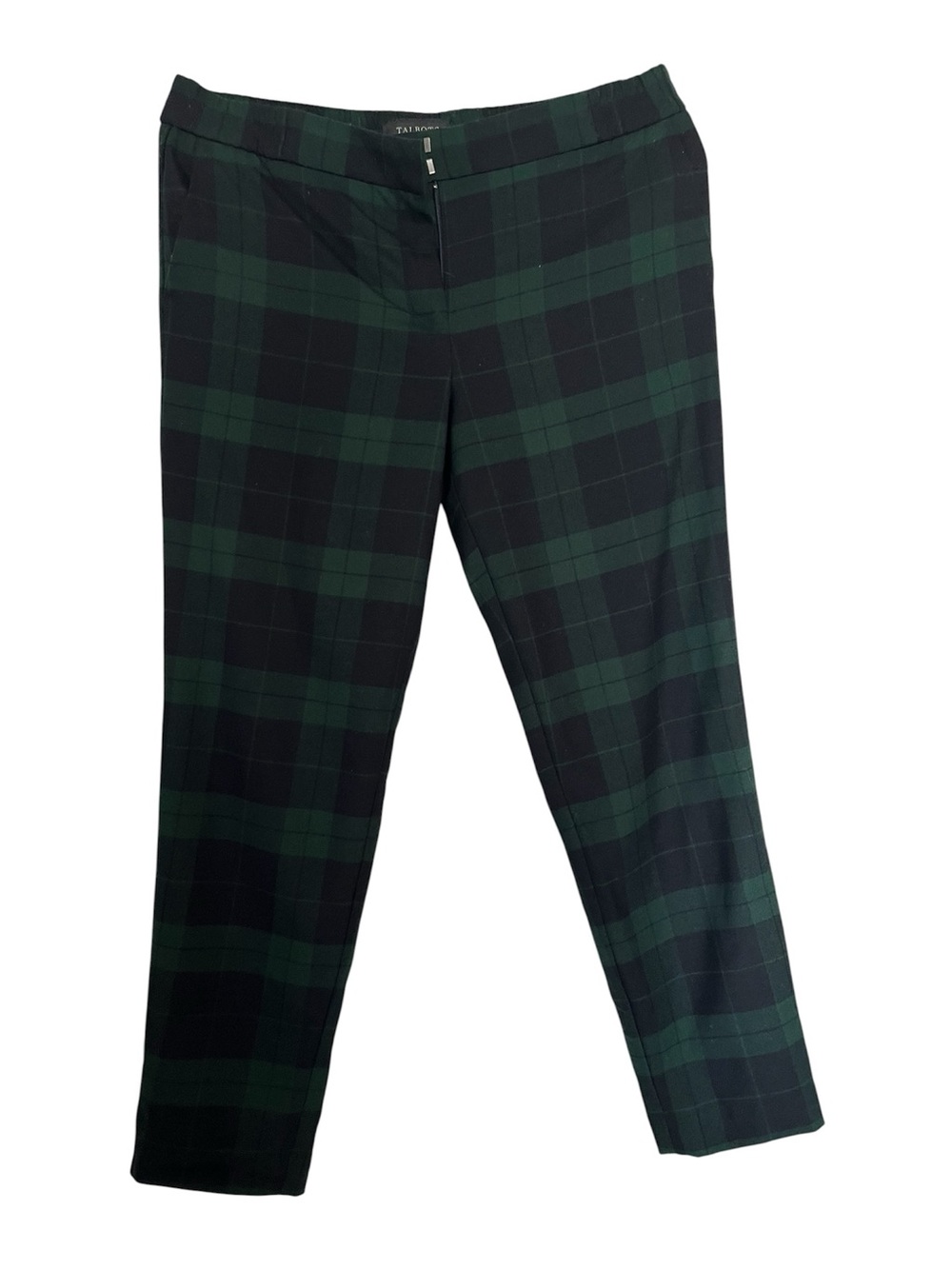 Talbots Women’s Sz6P Green & Navy Wool Blend Plaid Dress Pants, Lined